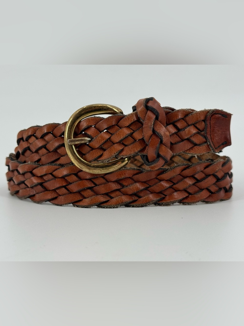 Vintage Woven Braided Leather Belt 32